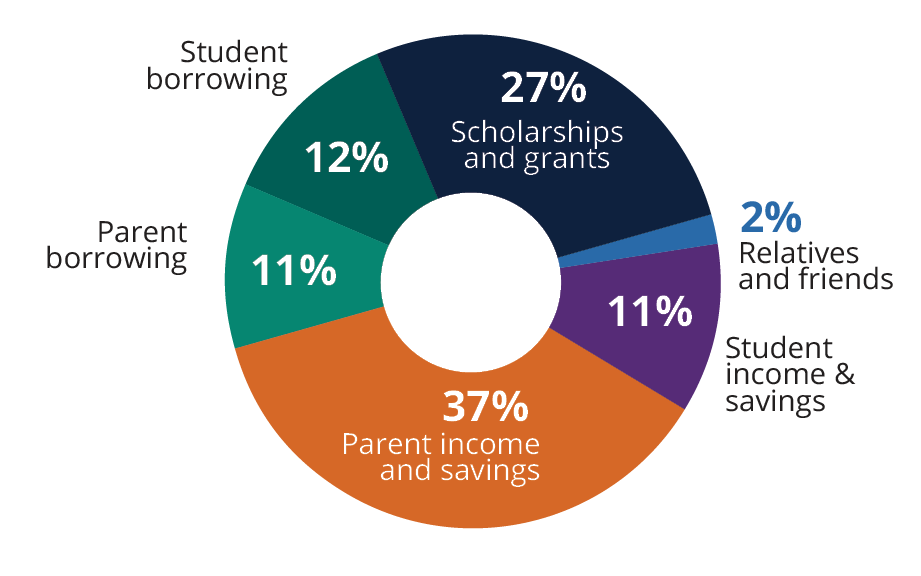 pie chart showing how a typical family paid for college